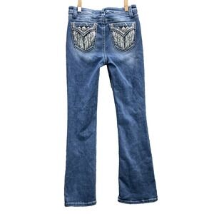 Fire & Rain Flare Jeans Women's 28x29* Angel Wings Sequin Rhinestone Y2K Western